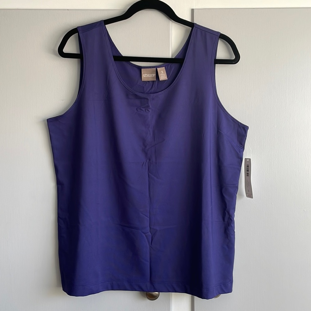 Chico’s Microfeel Timeless Basic Knit Tank Purple Plumage Size 3